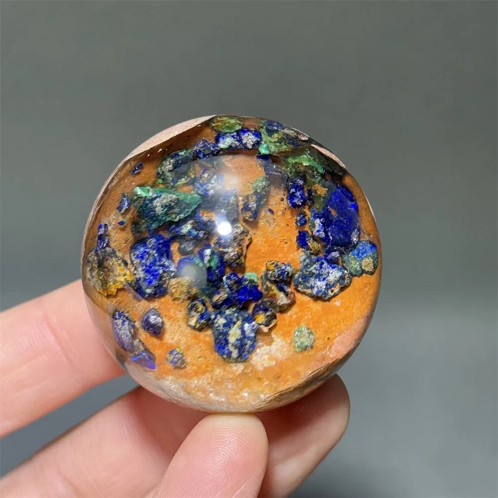 Miniera di rame blu naturale Sfera di cristallo trasparente Spirito di energia naturale Feng Shui Meditazione Divinazione Decorazione della casa