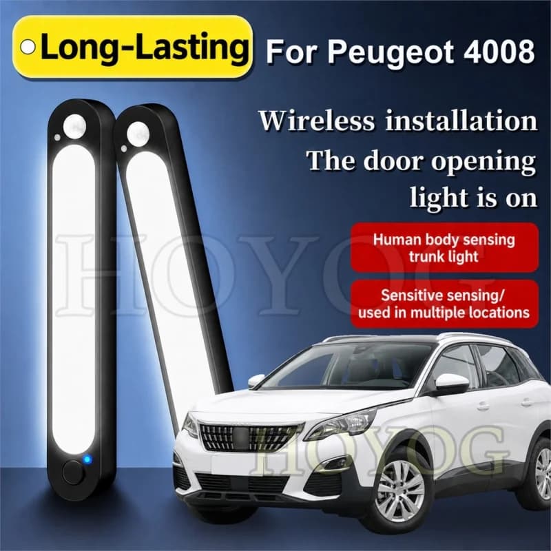 For Peugeot 4008 2012-2026 Car Trunk Light LED Lamp Motion Sensor Auto ON OFF Magnetic Boot Cargo Light Compact SUV Interior