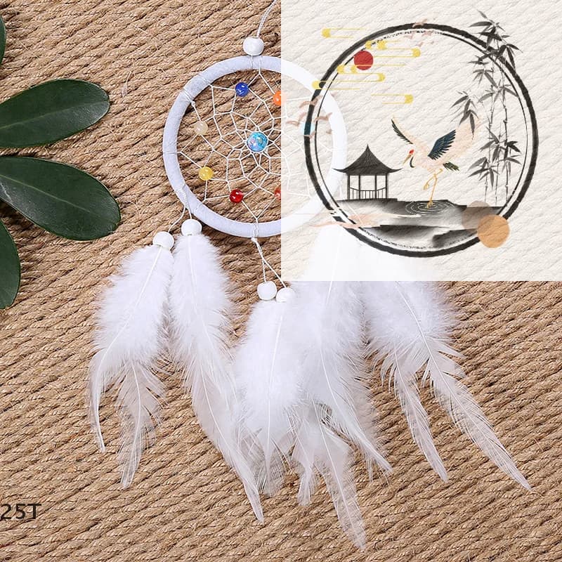 Handmade Dream Catcher Hanging With Rattan Bead Wall Car Decor Ornament