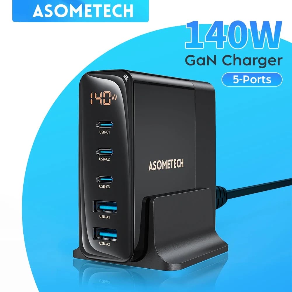 Caricatore GaN da 140 W Caricatore rapido da tavolo per MacBook Tablet USB Tipo C PD PPS AFC Stazione di ricarica per IPhone 14 13 Pro Max Samsung