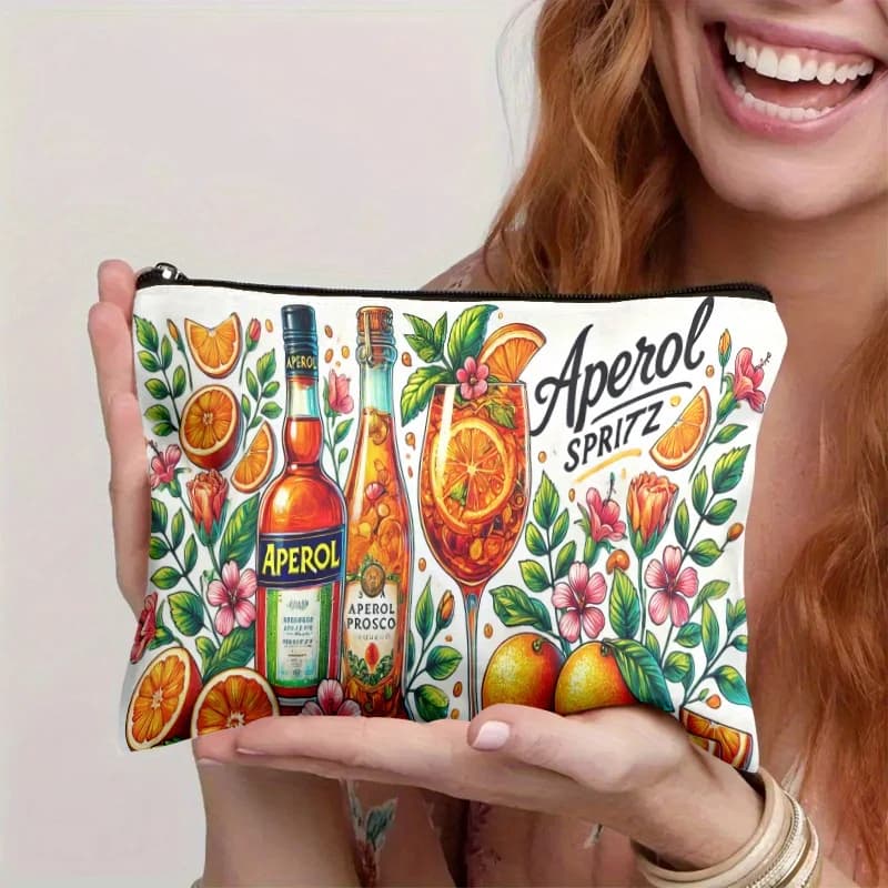 A Orange Pritz cocktail makeup bag: a multifunctional zipper case, a jewelry store bag, a small bag with perfect travel zipper.