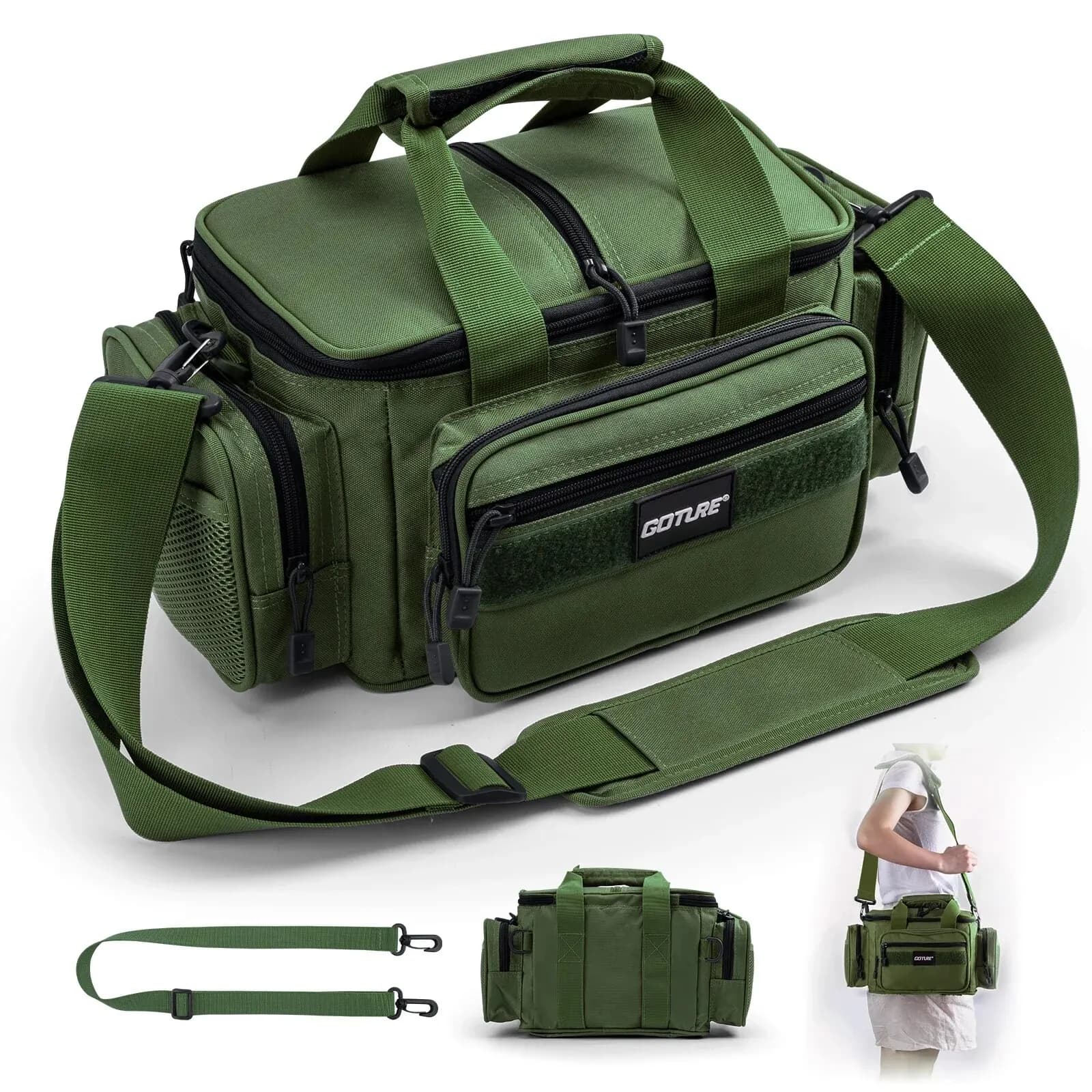 Borse per attrezzatura da pesca Goture 38*23*19cm borsa a tracolla ad alta capacità 600D Oxford Cloth zaino da ciclismo all'aperto borsa da Picnic da campeggio