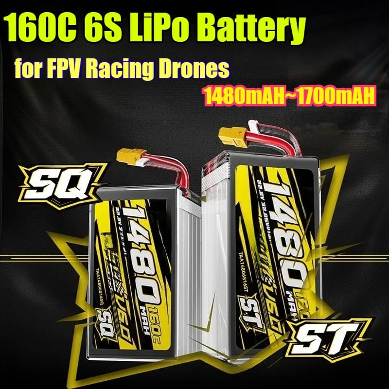 Battery LiPo 1700mAh V6 160C 6S for FPV Racing drones, XT60 Connector, Ultra-Light Design for FPV Competition Quadroptera