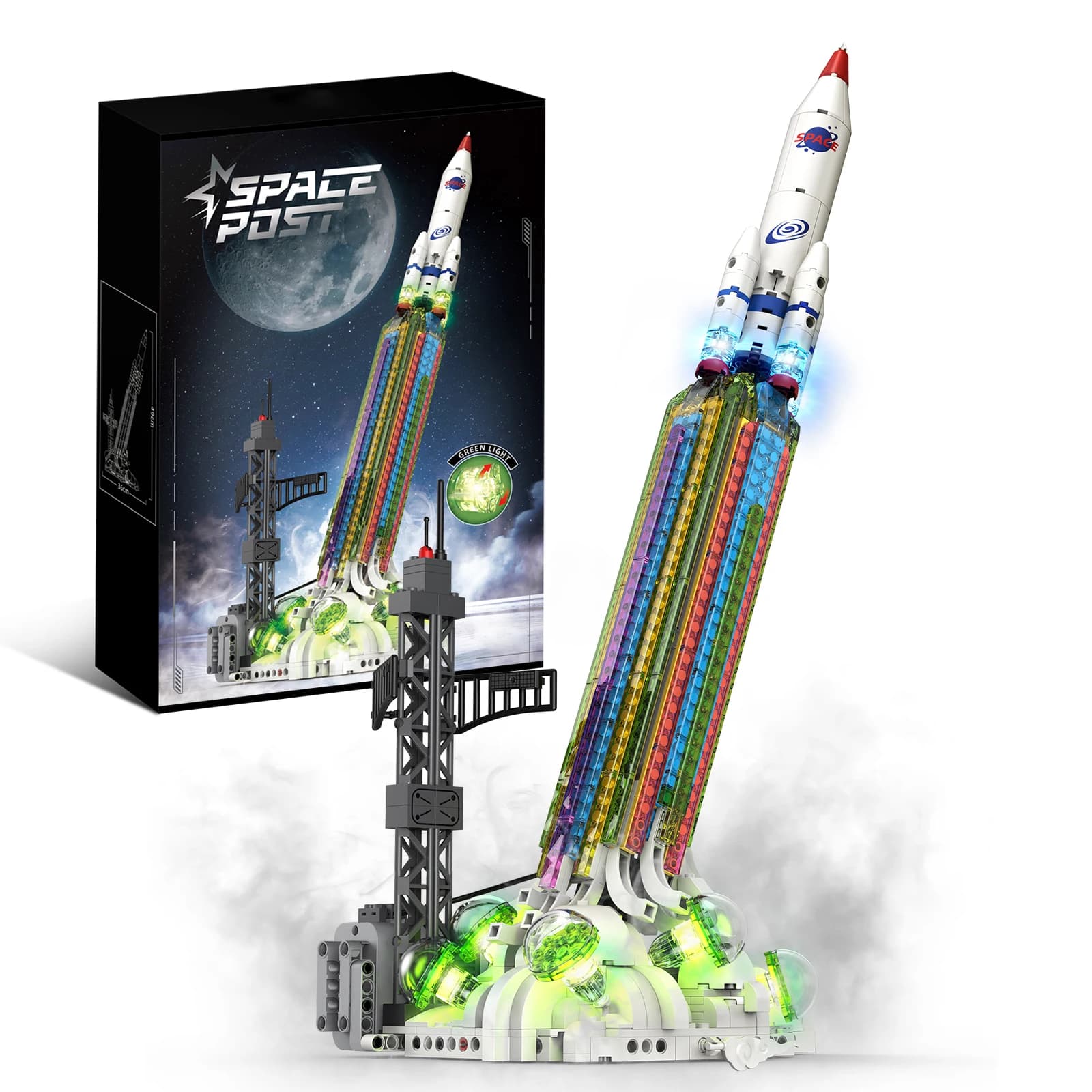 Set di Costruzioni Super Space Rocket da 711 Pezzi, Modello 3D Aerospaziale Fai-da-Te, Giocattolo Educativo STEM da Scrivania, Regalo di Compleanno e Natale per Bambini