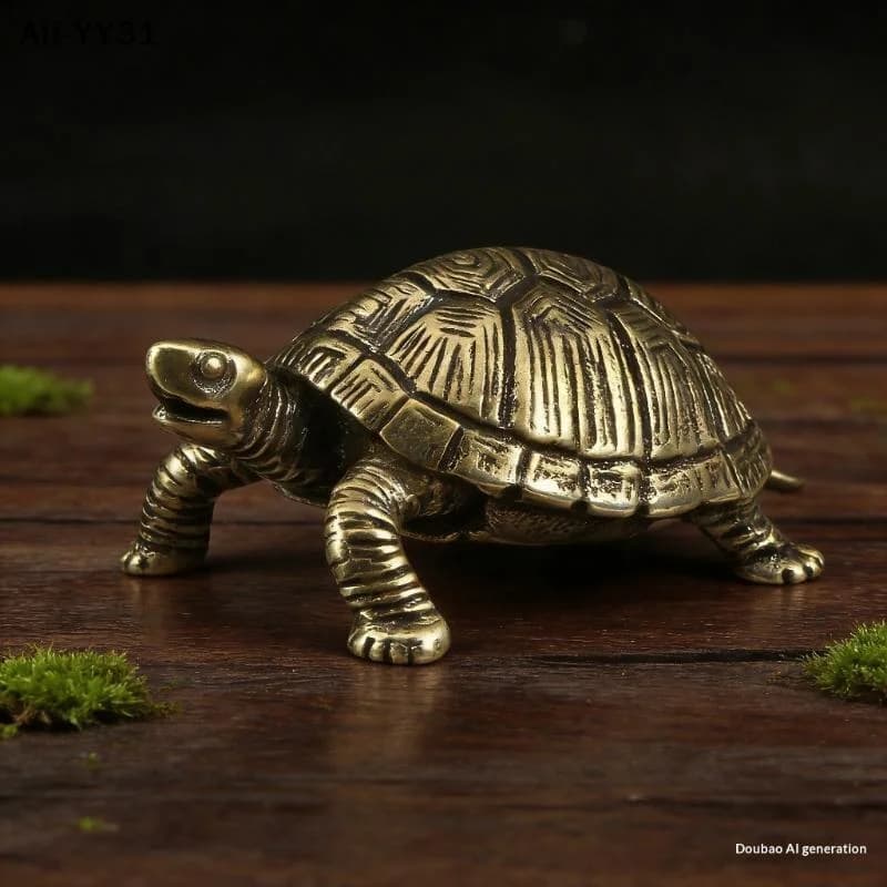 【Ya3】Copper Turtle Statue Vintage Brass Tortoise Figurines Desktop Feng Shui Ornament Miniatures Antique Tea Pet Crafts Gifts