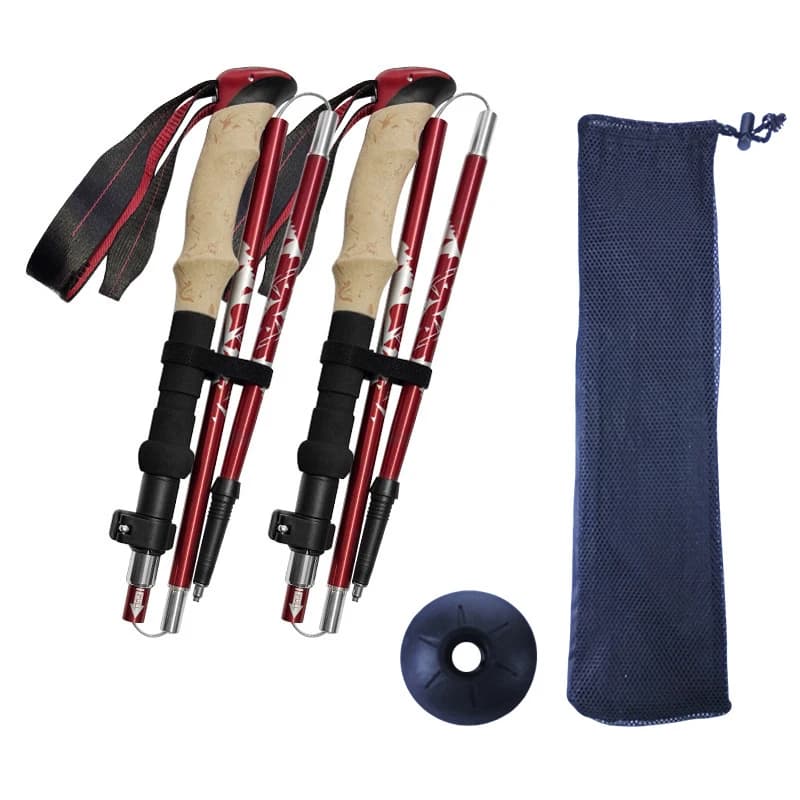 7075 Aluminum Alloy Telescopic Folding Trekking Poles, Anti-shock Walking Stick for Outdoor Hiking Mountaineering Camping Travel