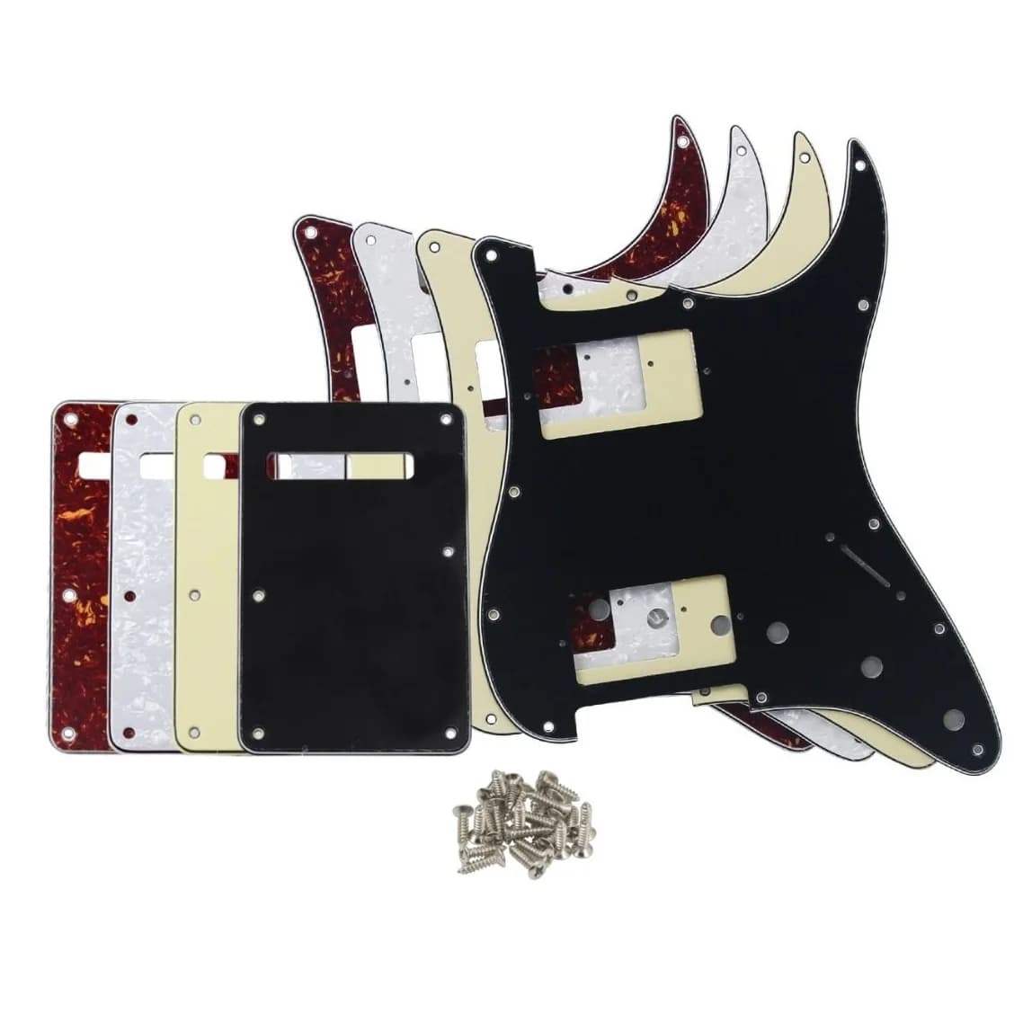 FLEOR Set di battipenna per chitarra elettrica ST HH Pick Guard 11 fori, piastra posteriore e viti