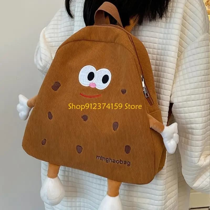 G5ae carino zaino per biscotti a velluto a coste per borsa da scuola cartone animato per ragazze eleganti sacchetti