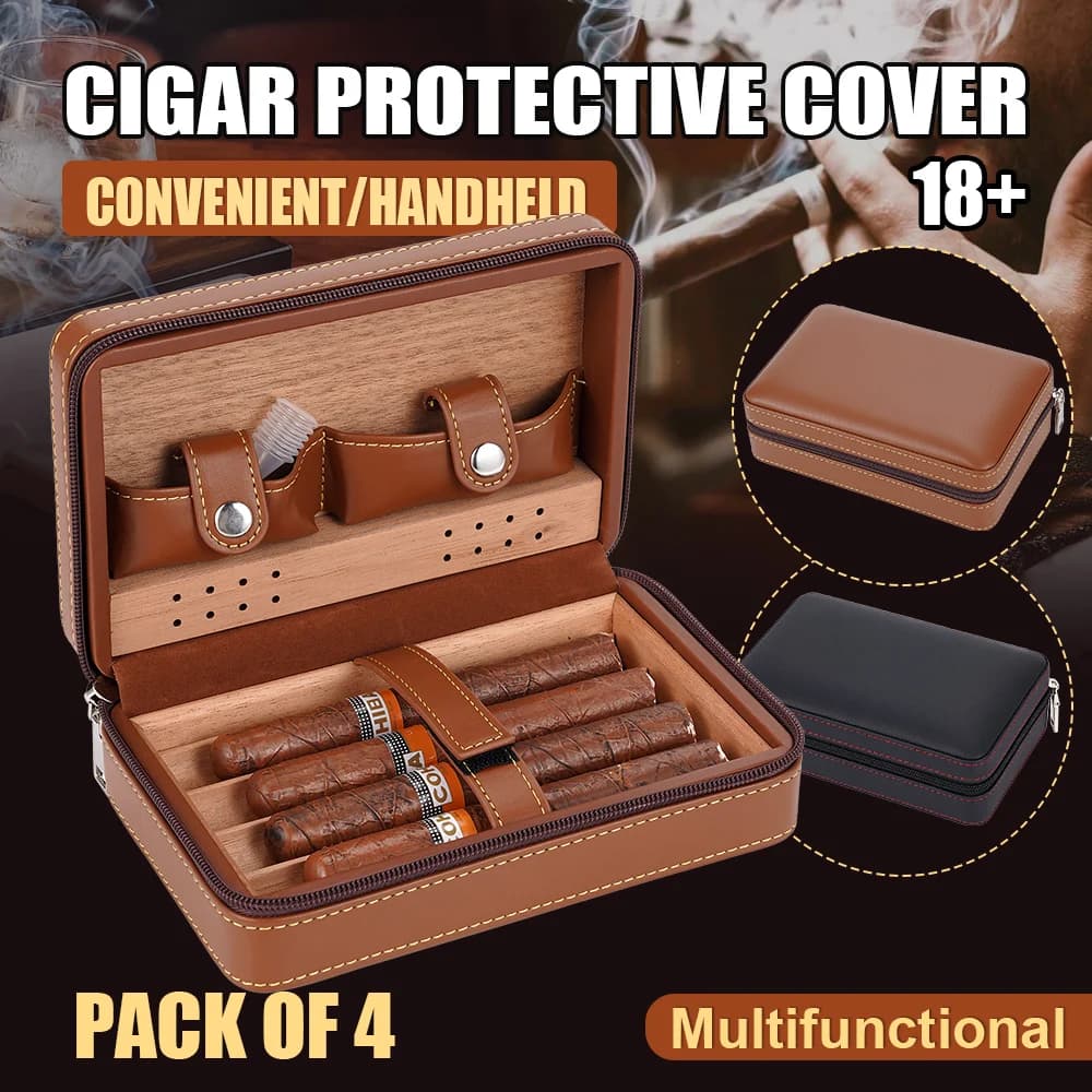 Portasigari da viaggio Humidor, portasigari in pelle con vassoio in legno di cedro, igrometro, umidificatore, accessori per sigari da uomo