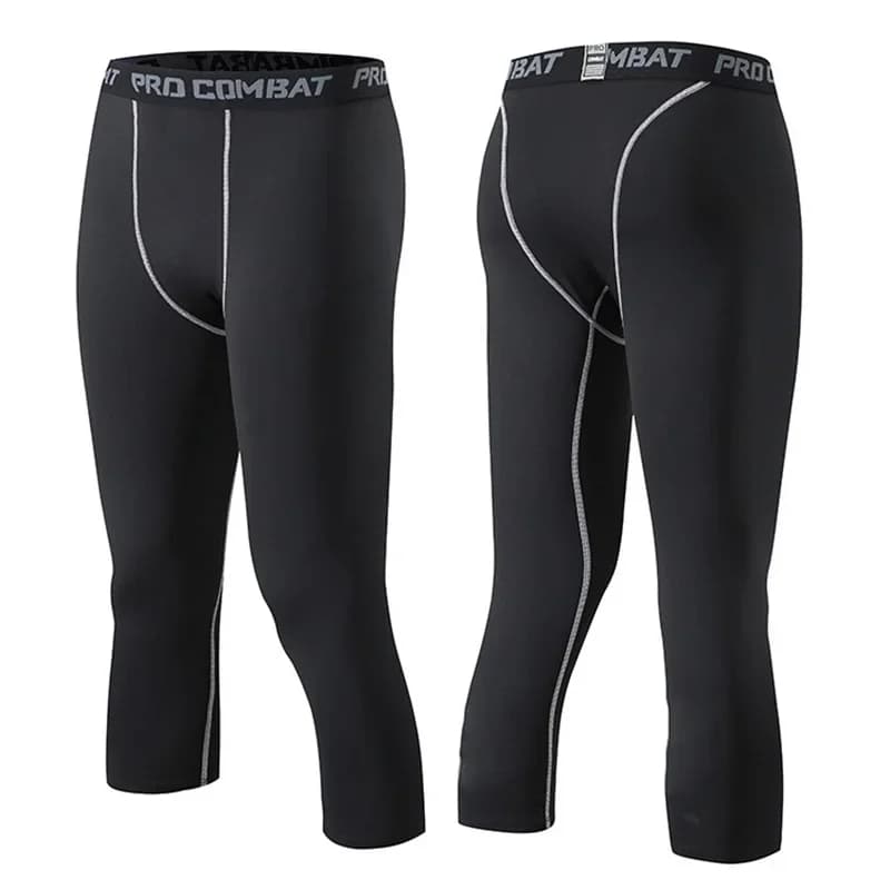 Men's Compression Base Sheets Sport 3/4 Shorts Leggings Palestra Basket Fitness Exercise Bike Pants