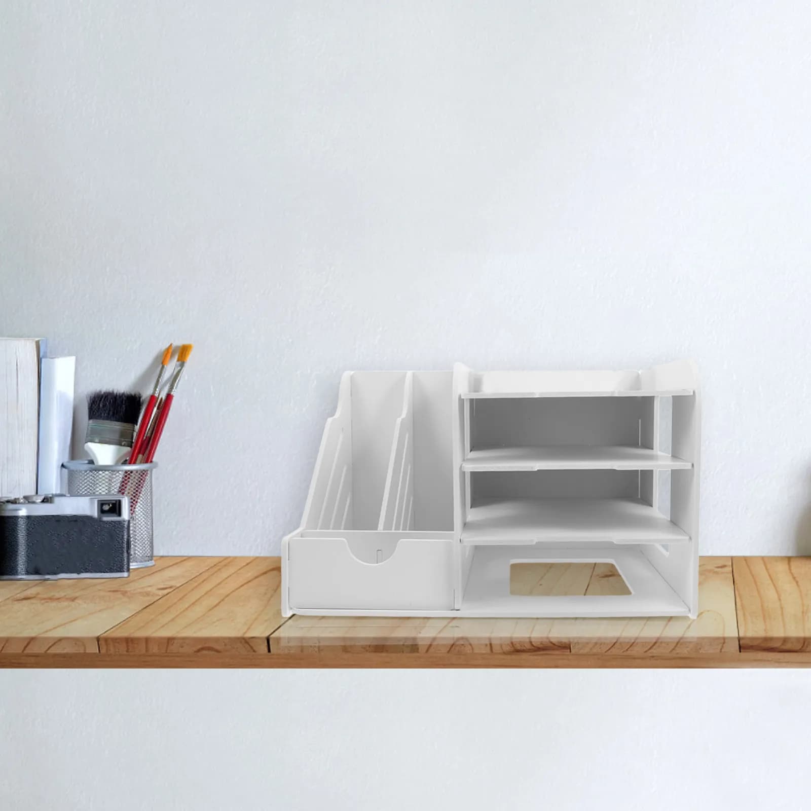 Organizer da Scrivania Multistrato in PVC Bianco per Documenti, Riviste, Quaderni, per Ufficio, Scuola, Casa e Spazio di Lavoro