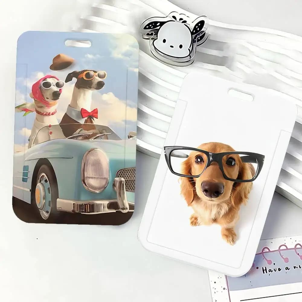 Divertente Porta Badge per Cani con Cordino, Porta Carte di Credito per Bambini, Porta Tessere con Laccetto da Collo, Regalo per Chiavi e Documenti