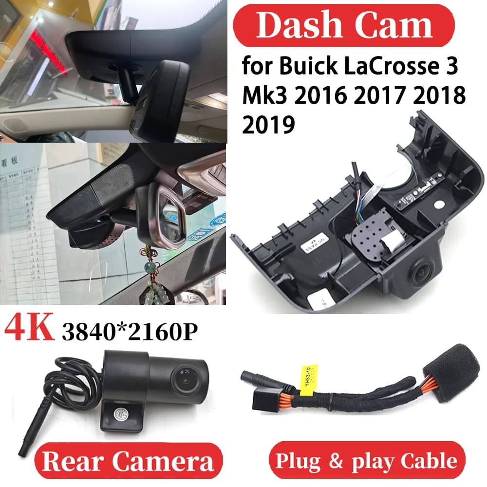 For Buick LaCrosse 3 Mk3 2016 2017 2018 HUD Car 4K Video Recorder DVR Dash Cam Dash Camera Plug and play Night Vision