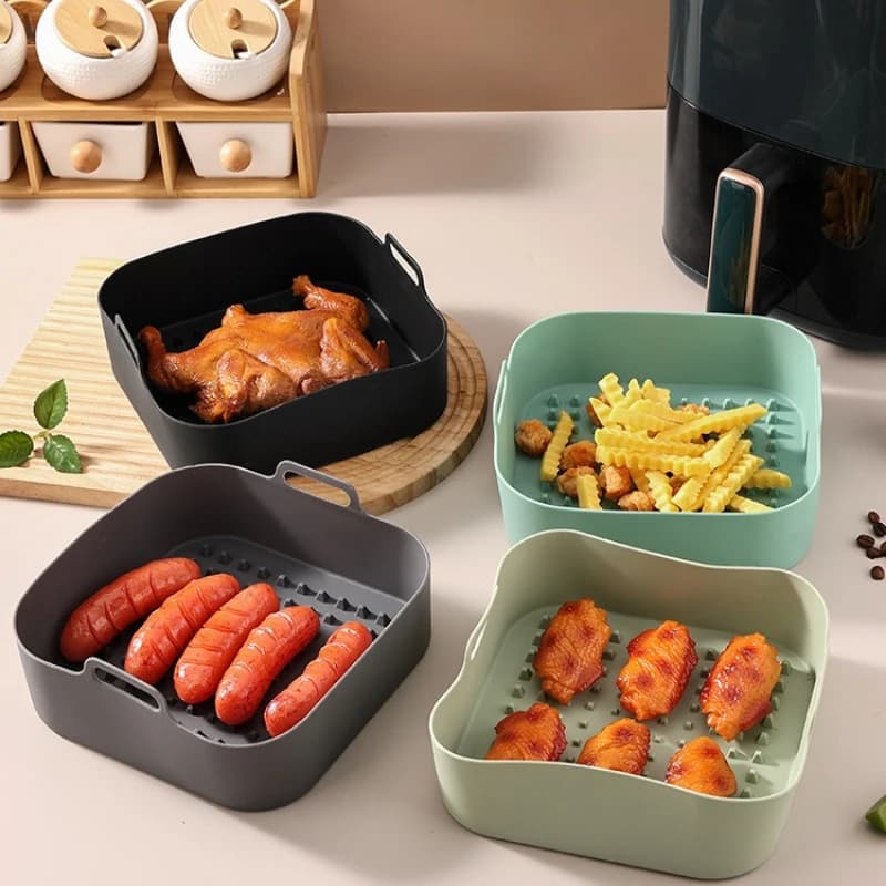 Tappetino in Silicone per Forno e Friggitrice ad Aria, Quadrato, Riutilizzabile, Resistente alle Alte Temperature, Isolante