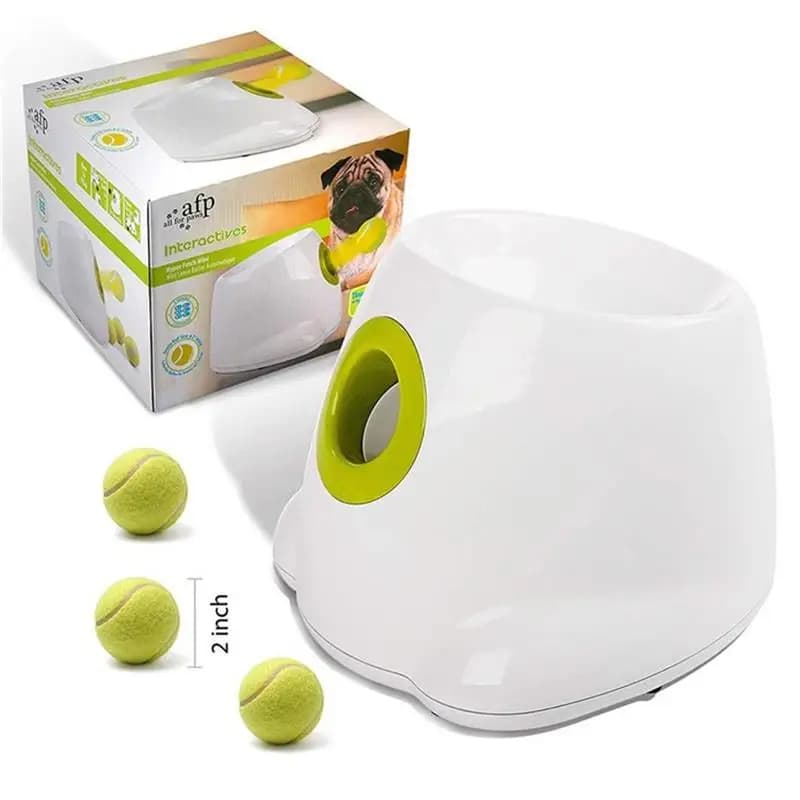 Lanciatore di tennis Giocattoli per cani da compagnia Macchina da lancio automatica Dispositivo di lancio di palline per animali domestici Emissione di sezione 3/6/9m con 3 palline Addestramento del cane