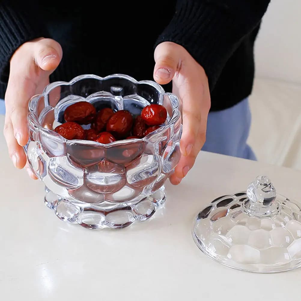 Set di 2 barattoli in vetro per caramelle, contenitori trasparenti multiuso per alimenti, snack, frutta secca, porta caramelle, decorativi