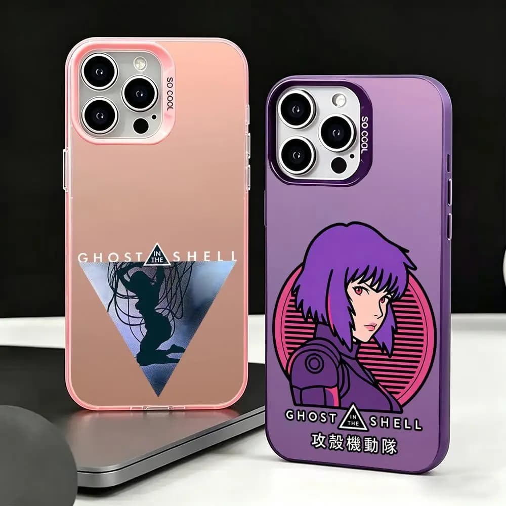 Custodia per telefono A-Ghost in the Shell, colore argento, in TPU antiurto morbido per iPhone 16 15 14 13 12 11 XS XR 7