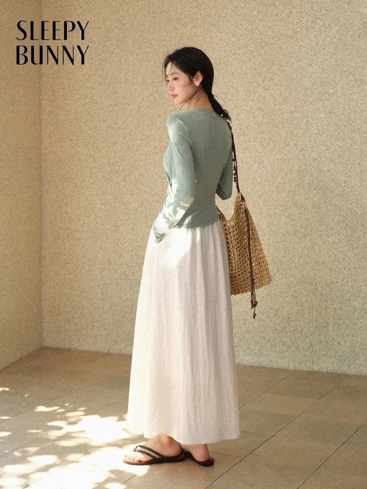 Women Slim Fit Wrap Top V Neck T Shirt Ruched Waist Stretch Tee Long Sleeve Elegant Spring Lightweight Layering Basic Lady Style