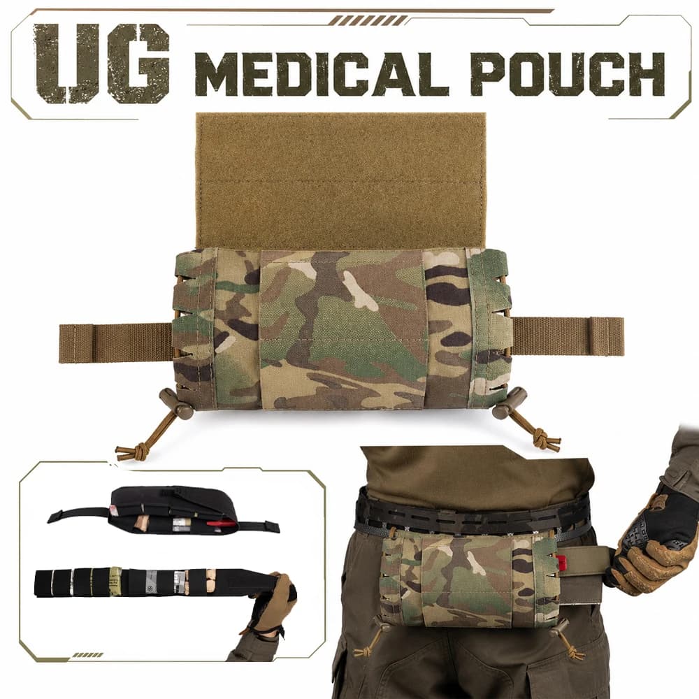 UG Medical Pouch Tactical MOLLE First Aid Bag, Roll Out Utility Organizer for Outdoor Hiking Camping