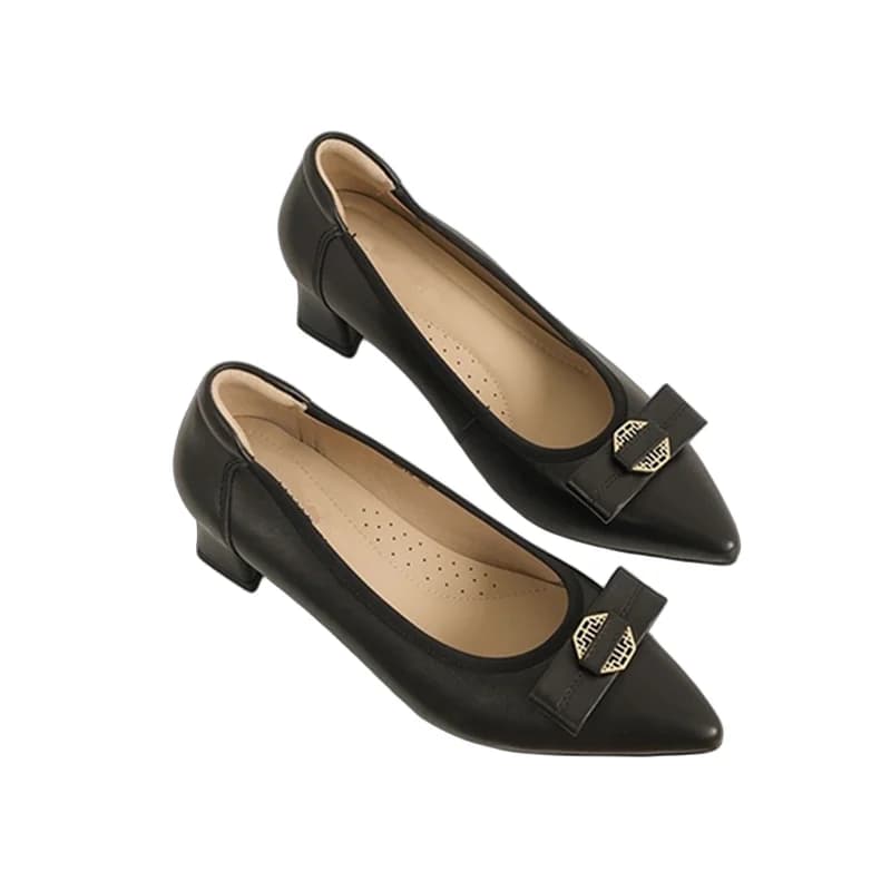 Appassito 2025 SS Ufficio francese Donna Elegante fibbia 4,5 cm Tacchi alti Vera pelle Comodo slip on Mocassini Scarpe da donna
