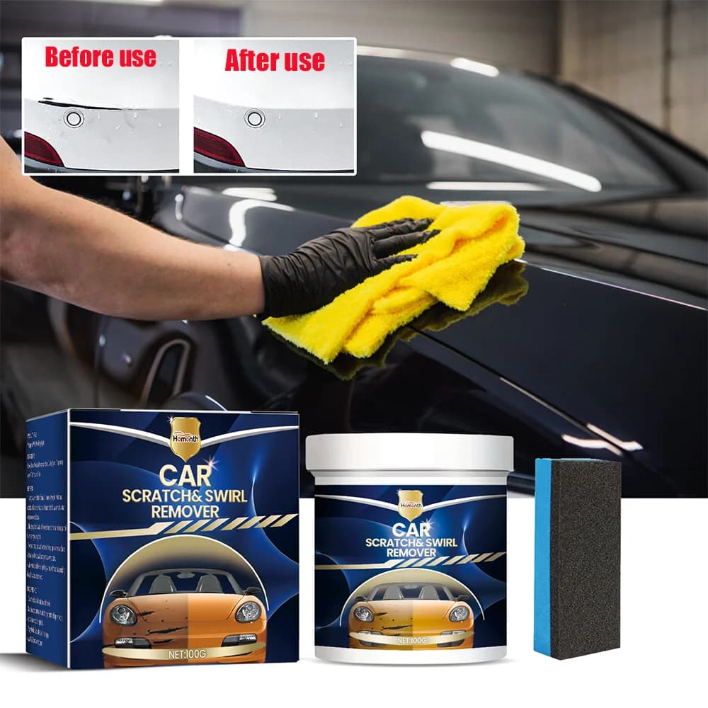 Homonth Car Wax Scratch Swirl Remover Solvente Car Polish Car Polish Solvent 100g Cera per auto con spugna per riparazione graffi della vernice