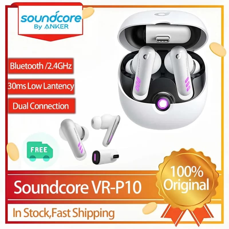 Gaming Wireless Soundcore Original VR P10 Headphones with Low Latency of 30ms and Dual Bluetooth Connection