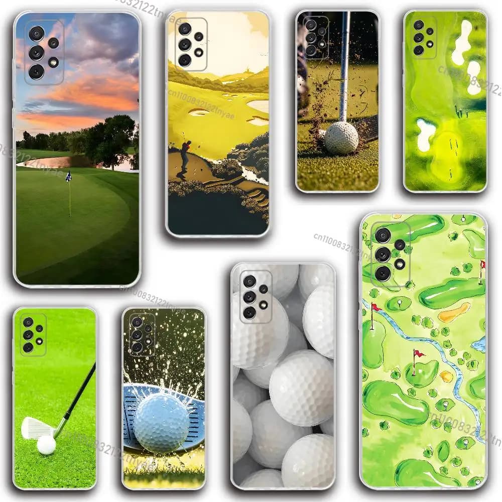 Cover per telefono in silicone con pallina da golf per Samsung S30,23,21,22,20 FE lite,S10,9,PIus Note20ultra, morbida e trasparente