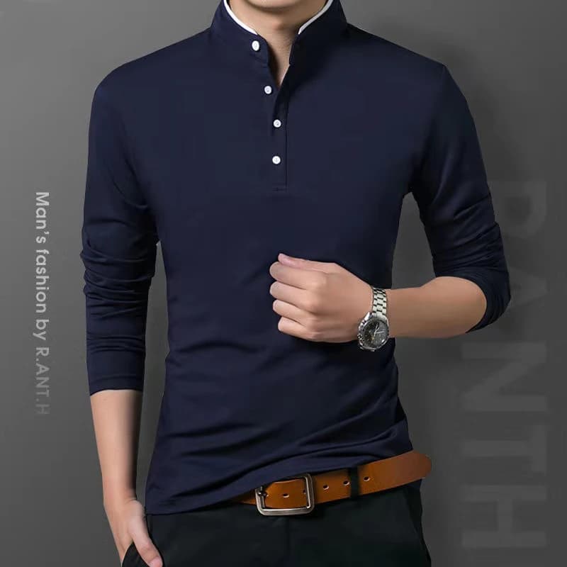 T-shirt polo a maniche lunghe casual da uomo d'affari estiva comoda e traspirante per occasioni formali