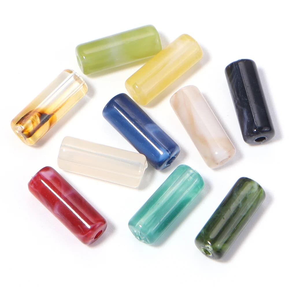 100 pezzi di perline tubolari in acrilico effetto giada 5x13mm, perline sfuse colorate per la creazione di gioielli, collane e braccialetti fai da te.
