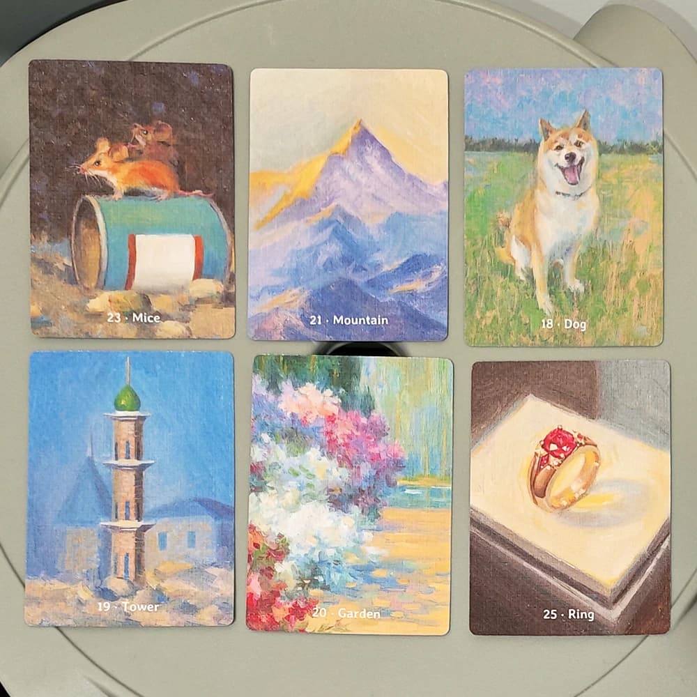 38 Carte in Stile Pittura a Olio 9x6cm Mazzo Oracolo Lenormand con Carte Extra Uomo/Donna Stampate su Cartoncino a Doppio Rilievo