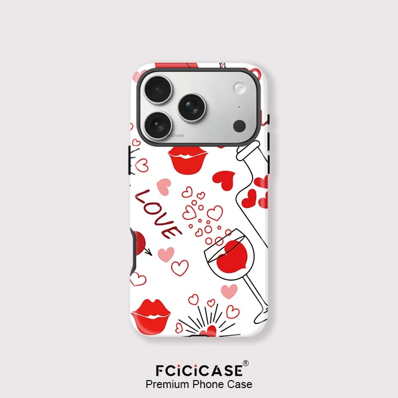 Custodia Magnetica 2 in 1 Fcicicase Love Heart Lips per iPhone 17 Pro Max 16 15 14 13 12 Pro Max 17 Air 11 con Supporto MagSafe