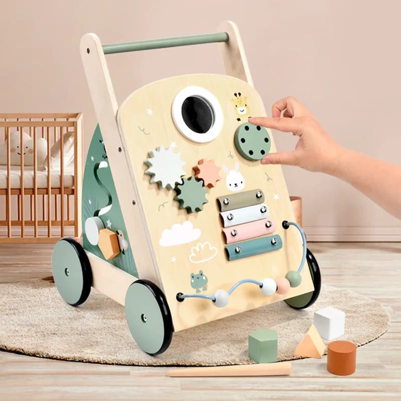 Giocattolo puzzle per carrello della spesa da passeggio per bambini multifunzionale con avvolgimento di ruote per pianoforte in legno per bambini che giocano a casa
