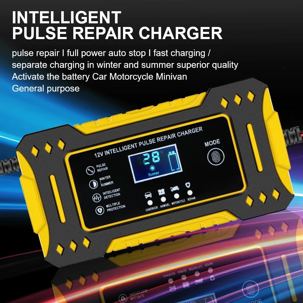 12V 6A 3 phases lead AGM GEL Battery Charger Motorcycle Charger Car Accessories Smart Fast Charging
