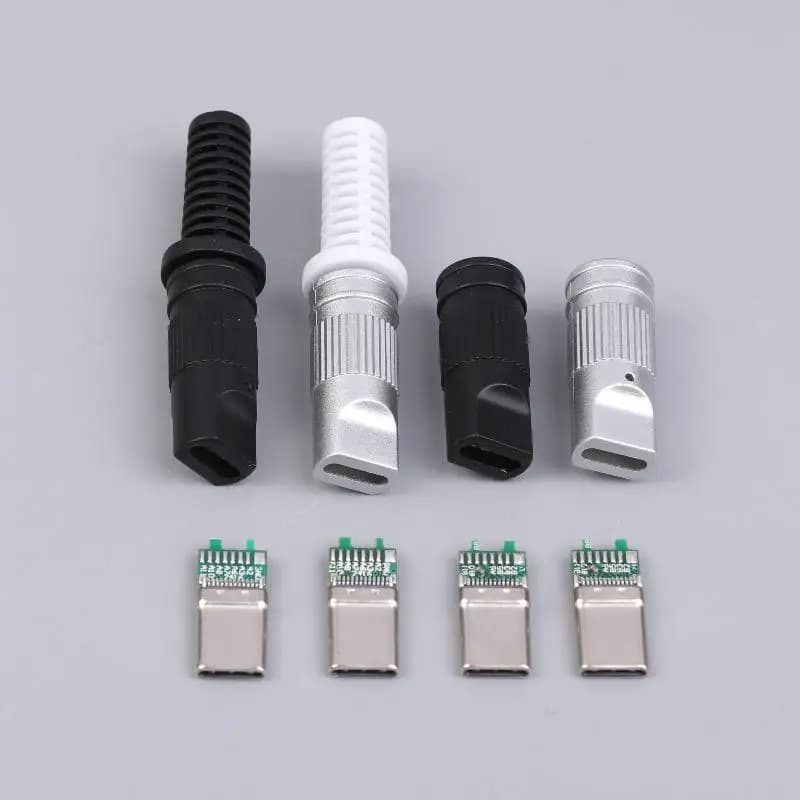 2/5 pcs USB3.1 24 pin type C male 5 welding joints with DC welding pad for mobile phone fast charging from C to C repair data plug DIY