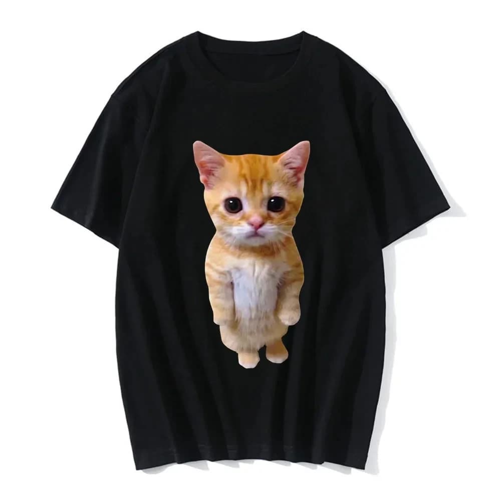 T-shirt casual con stampa 3D di gatti divertenti da uomo e da donna, magliette Harajuku estive, vestiti alla moda per ragazze e ragazzi