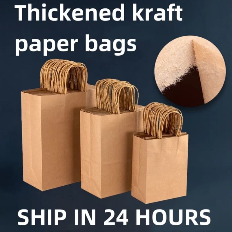 Kraft paper bag thickened Takeaway bag for food use Shopping bag for supermarket clothes gift bag for wedding party