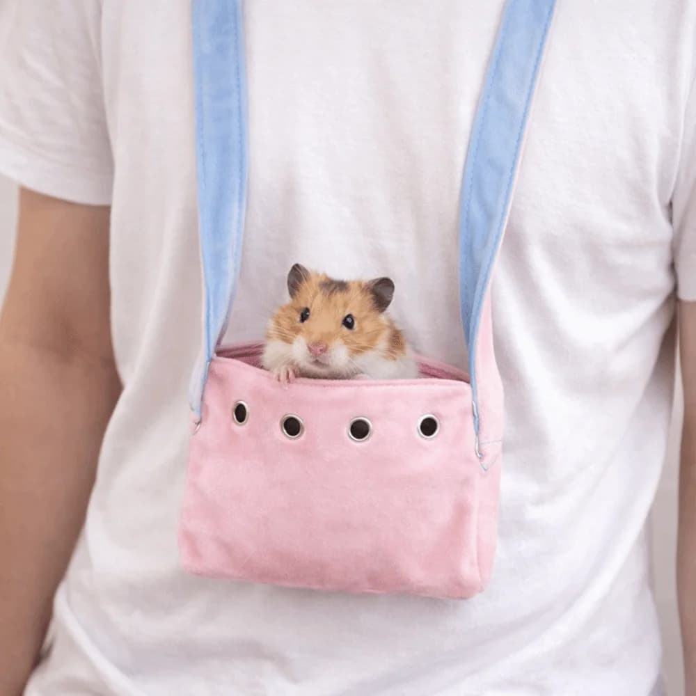 Borsa da trasporto ventilata anti-fuga per criceti con chiusura a cerniera, comoda custodia morbida e calda per animali domestici, ideale per viaggi e visite al veterinario