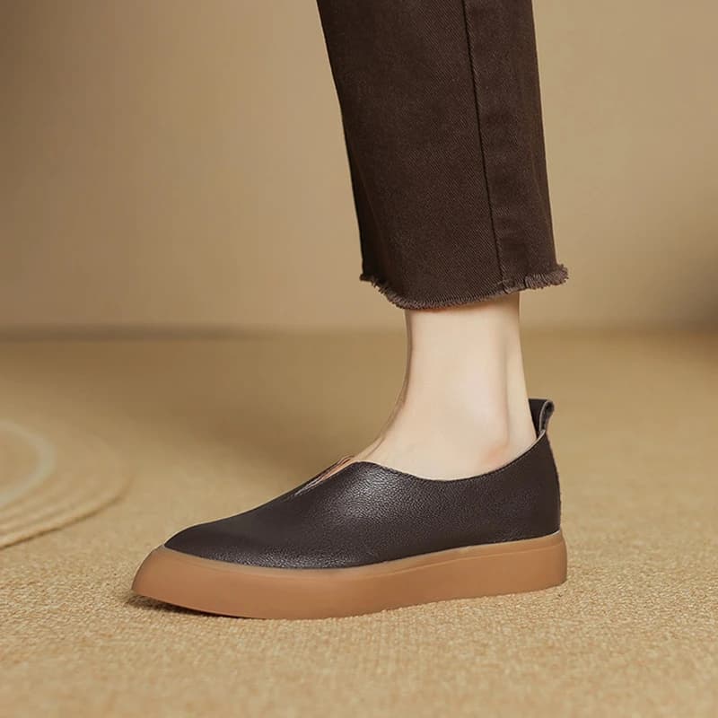 NEW Spring/Autumn Women Loafers Pointed Toe Thick Heel Shoes Genuine Leather Shoes for Women Slip-on Women Pumps Platform Shoes
