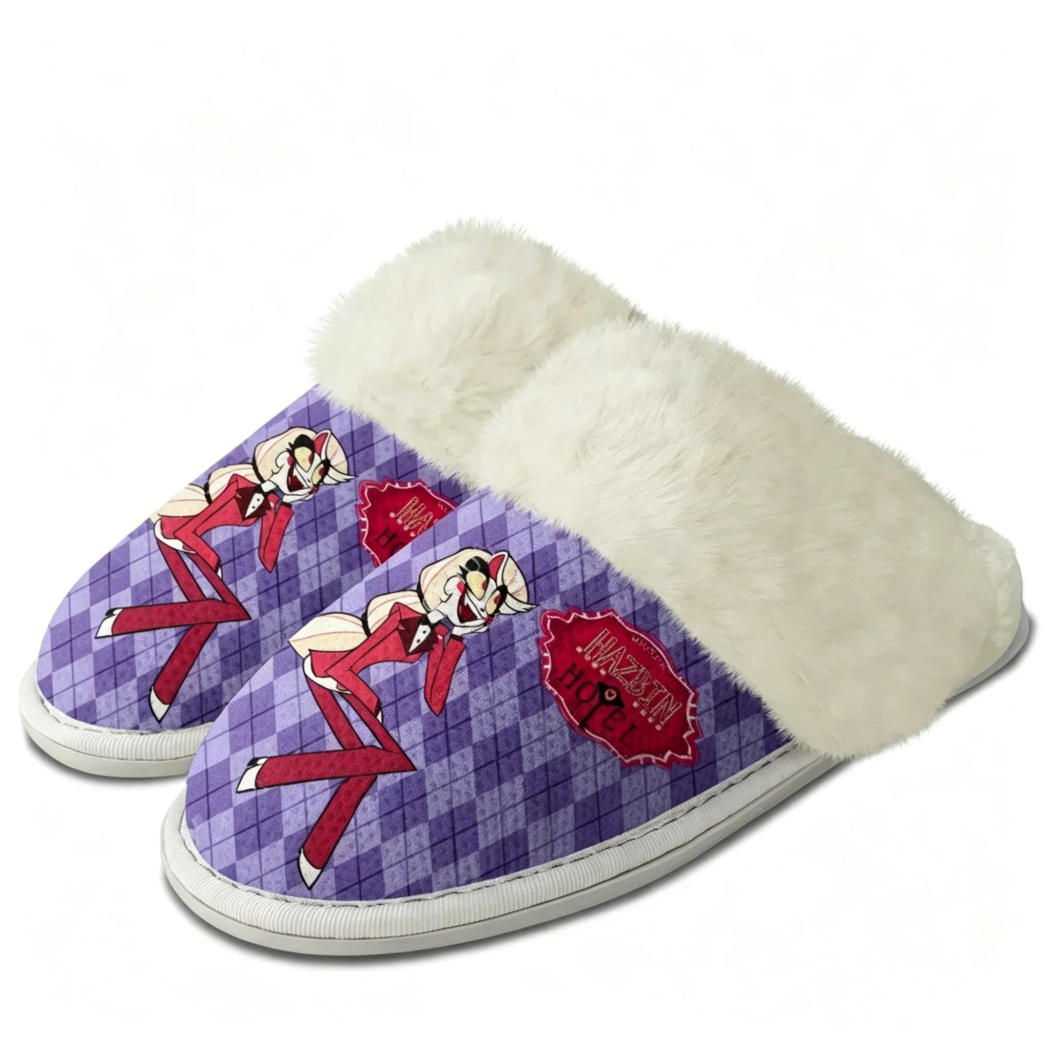 Pantofole in Peluche H-Hazbin Hotel, Scarpe in Cotone per Uomo, Donna e Adolescenti, Calde e Leggere per Casa e Camera da Letto, Personalizzabili