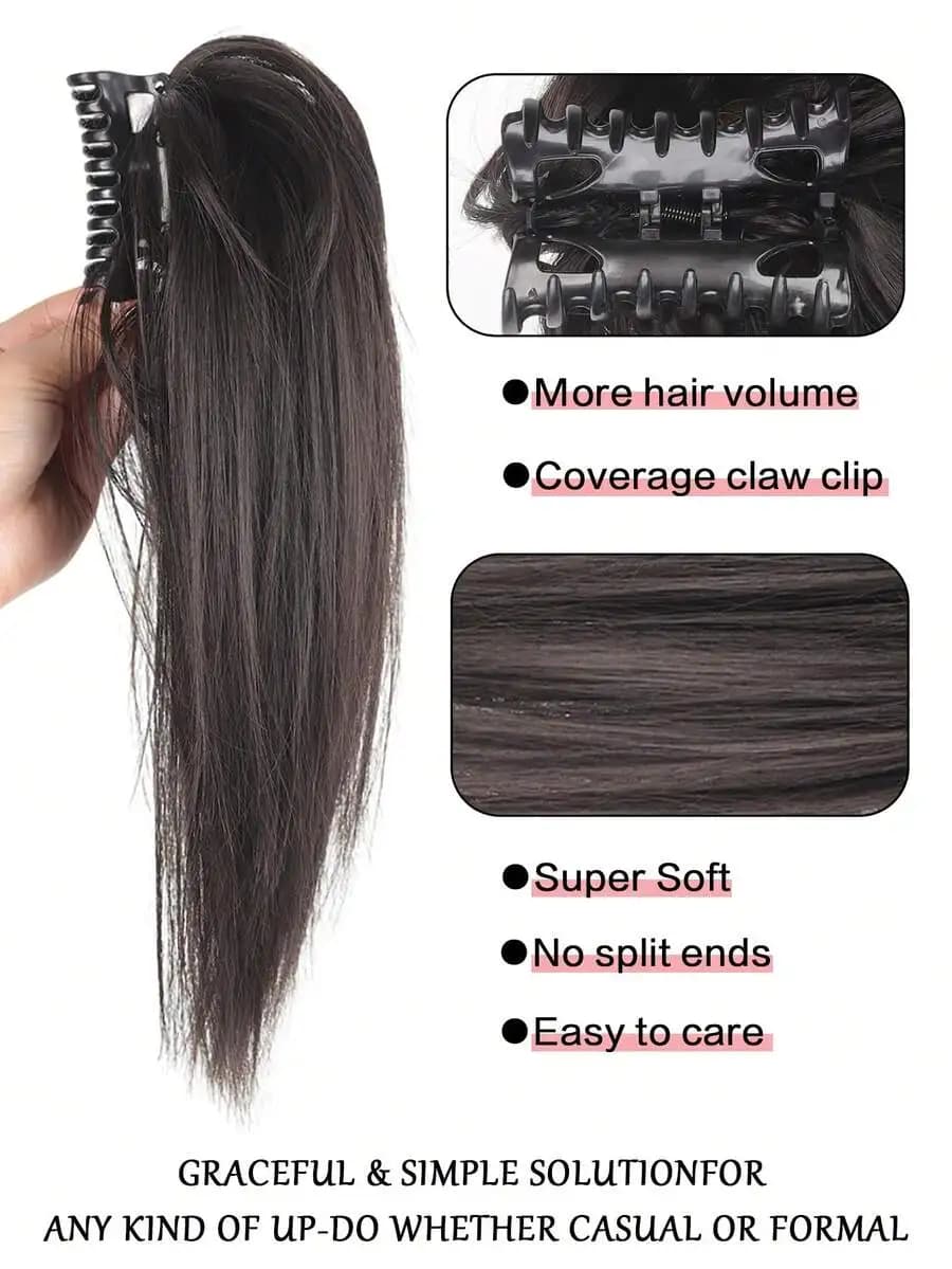Extension per capelli sintetici a coda di cavallo resistenti al calore con clip a griffe per volume e styling