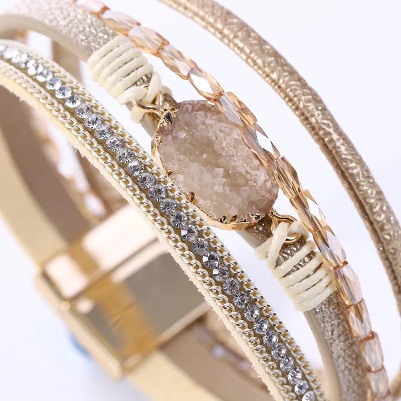 Bracciale in Pelle Intrecciata con Chiusura Magnetica, Morbido e Regolabile, Gioiello da Donna per Uso Quotidiano, Feste e Regalo