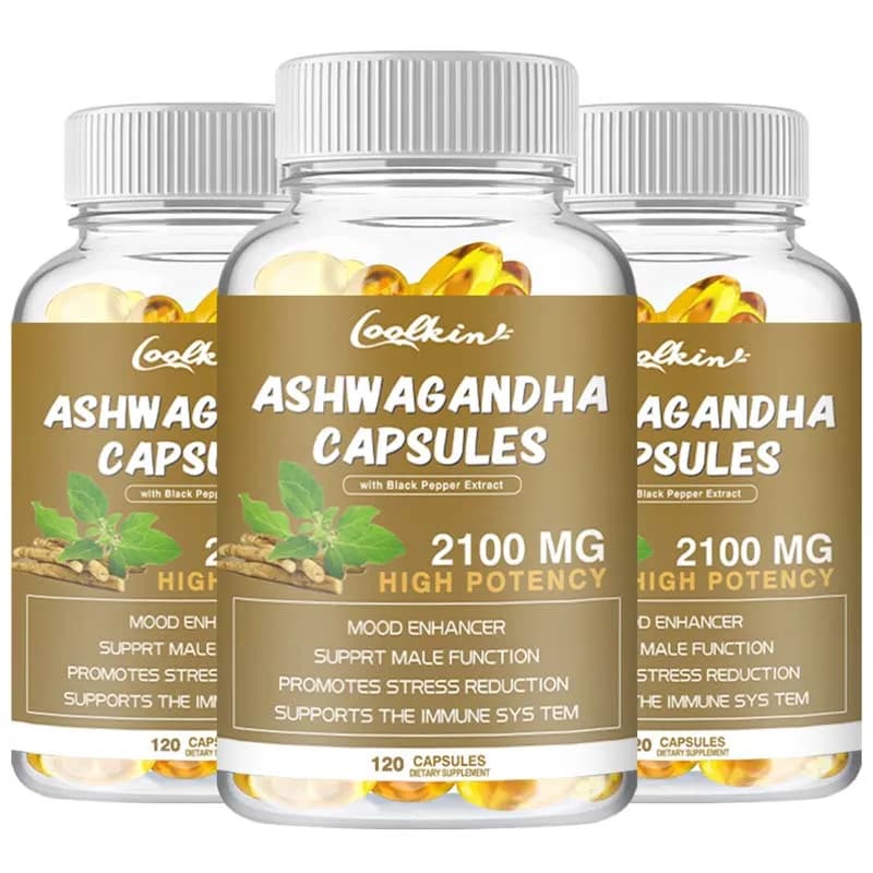 Capsule di estratto di Ashwagandha - per alleviare lo stress, concentrazioni, cervello, supporto energetico, integratore per la salute del sonno
