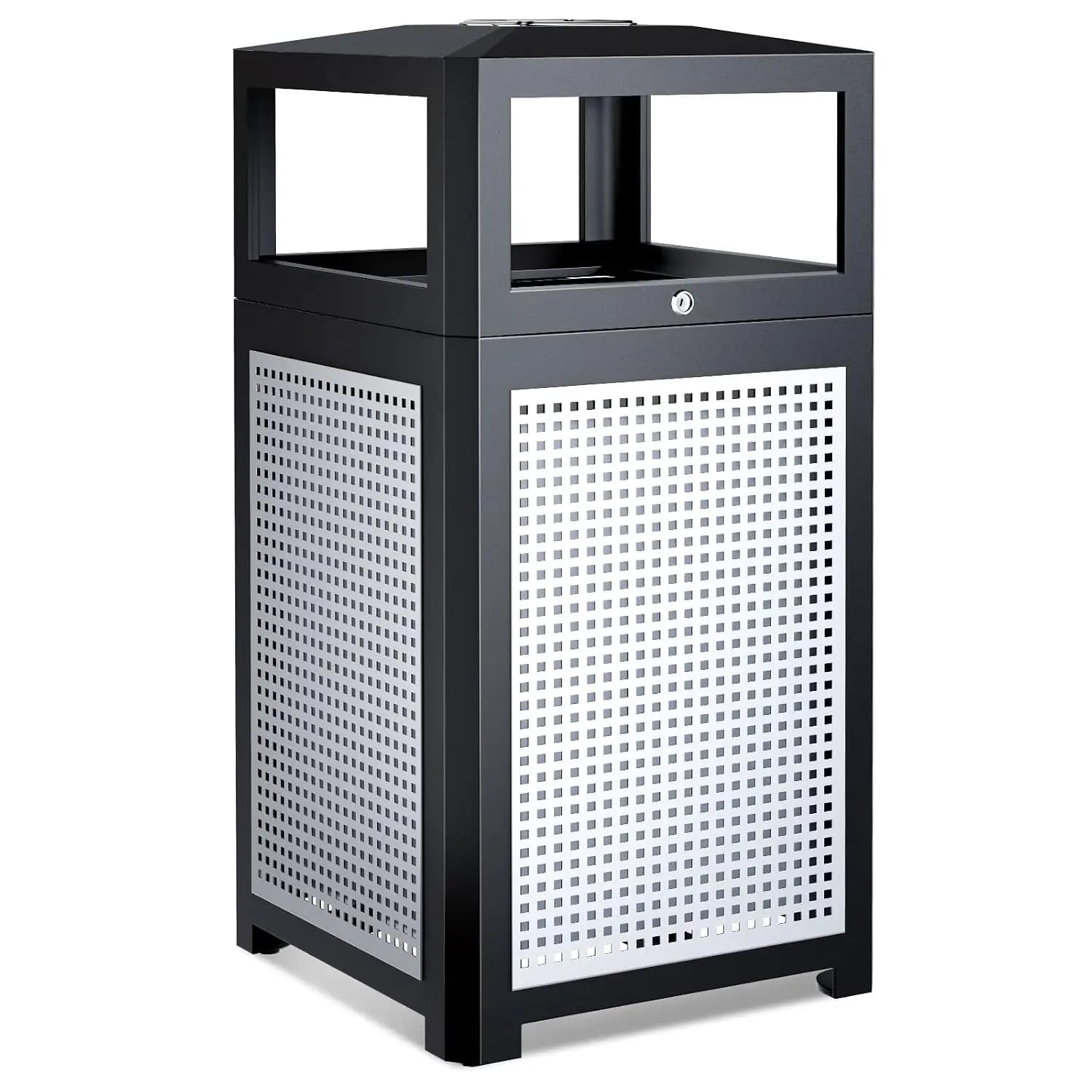 Outdoor Trash Can Commercial, Heavy Duty Large Metal Garbage Can for All Weather Resistant, Garbage Bin Waste Receptacle
