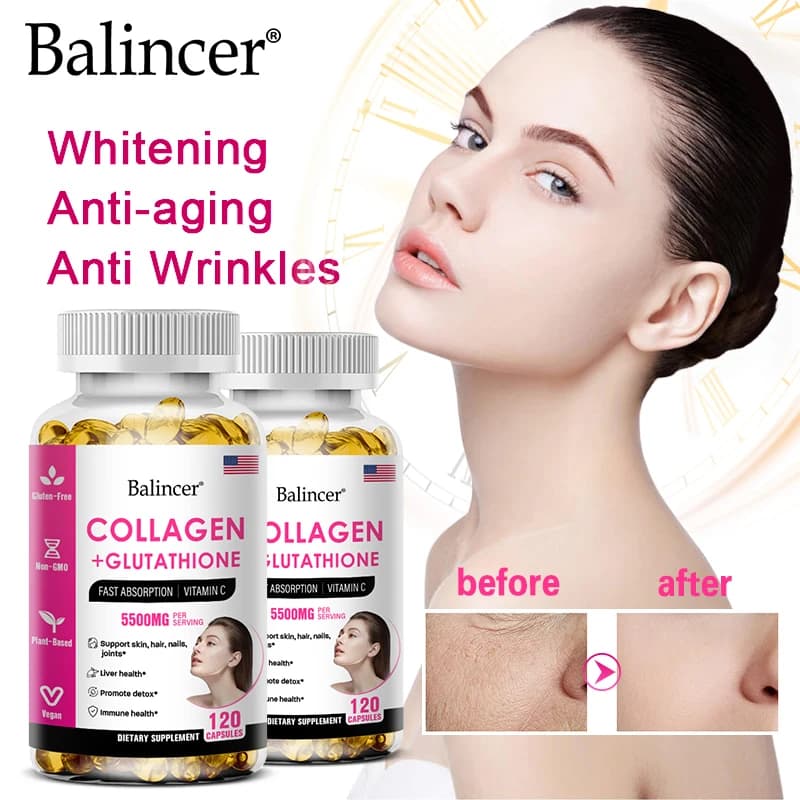 Collagen glutathione supplement, antioxidant whitening capsules, skin health deep nutrition