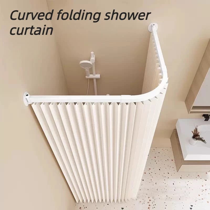 Waterproof Shower Curtain Shower Curtain with Arc Shaped Sliding Track Folding Bathroom Tent Toilets Dry and Wet Separation