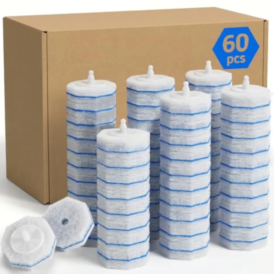 Confezione da 60 Ricariche per Scovolino WC, Ricariche Monouso Compatibili con Scovolino WC Clorox, Testine di Pulizia in Fibra Migliorate
