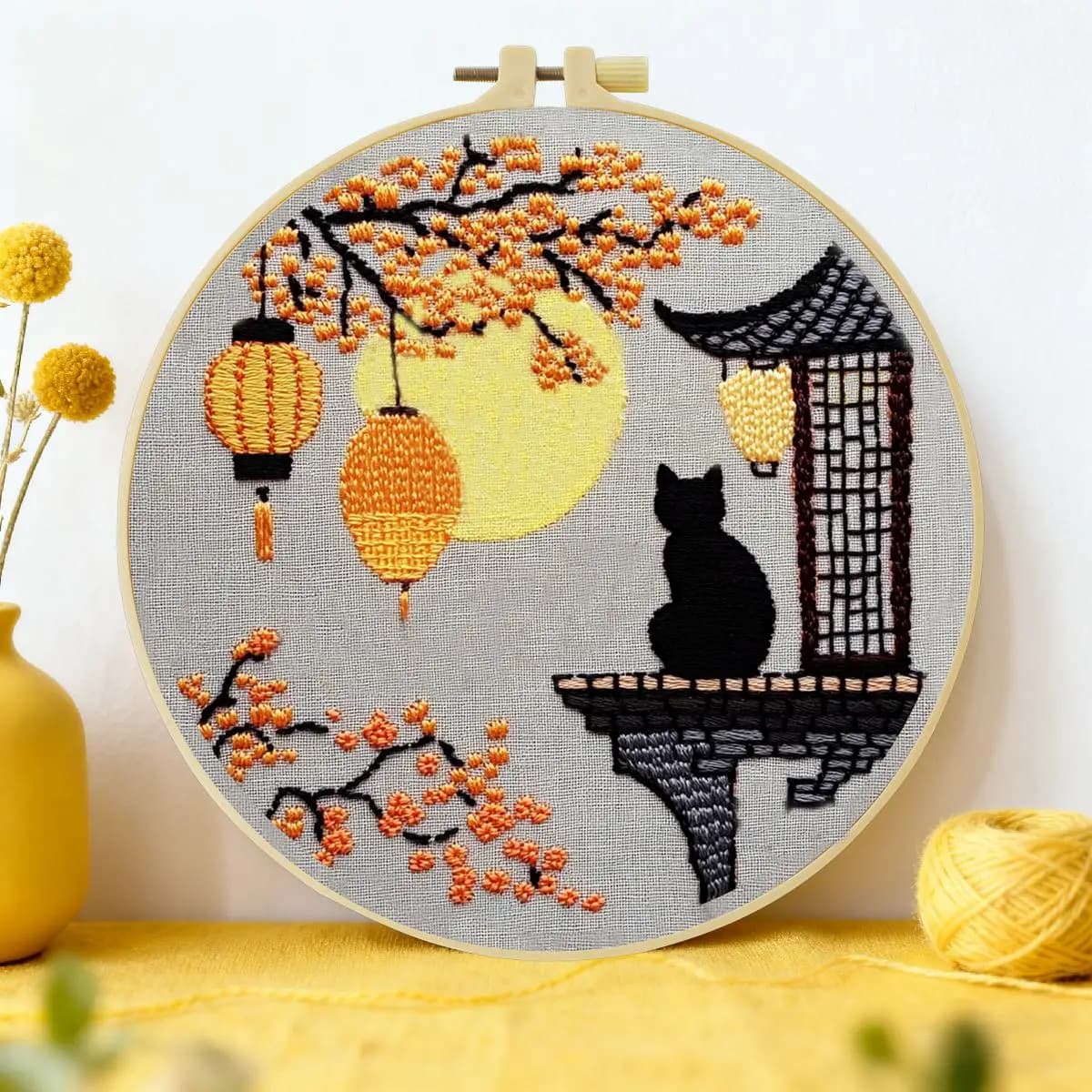 1pc 20X20CM/15X15CM 7.87/6.3inch Cat Embroidery Starter Kit DIY Kit DIY Embroidery Kit Manualidades Sewing Art Set for Beginner