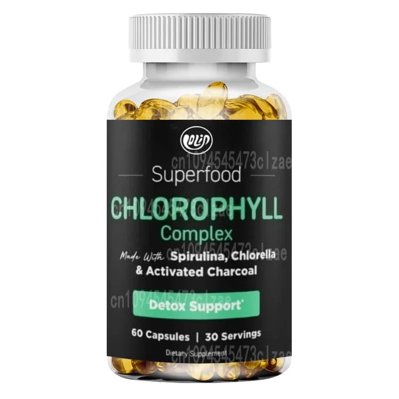 Vitamin Chlorophyll Capsules, Deodorant Supplement to Spirulina Base, Microalgae, Organic Prezzemolo, Menta and Active Carbon