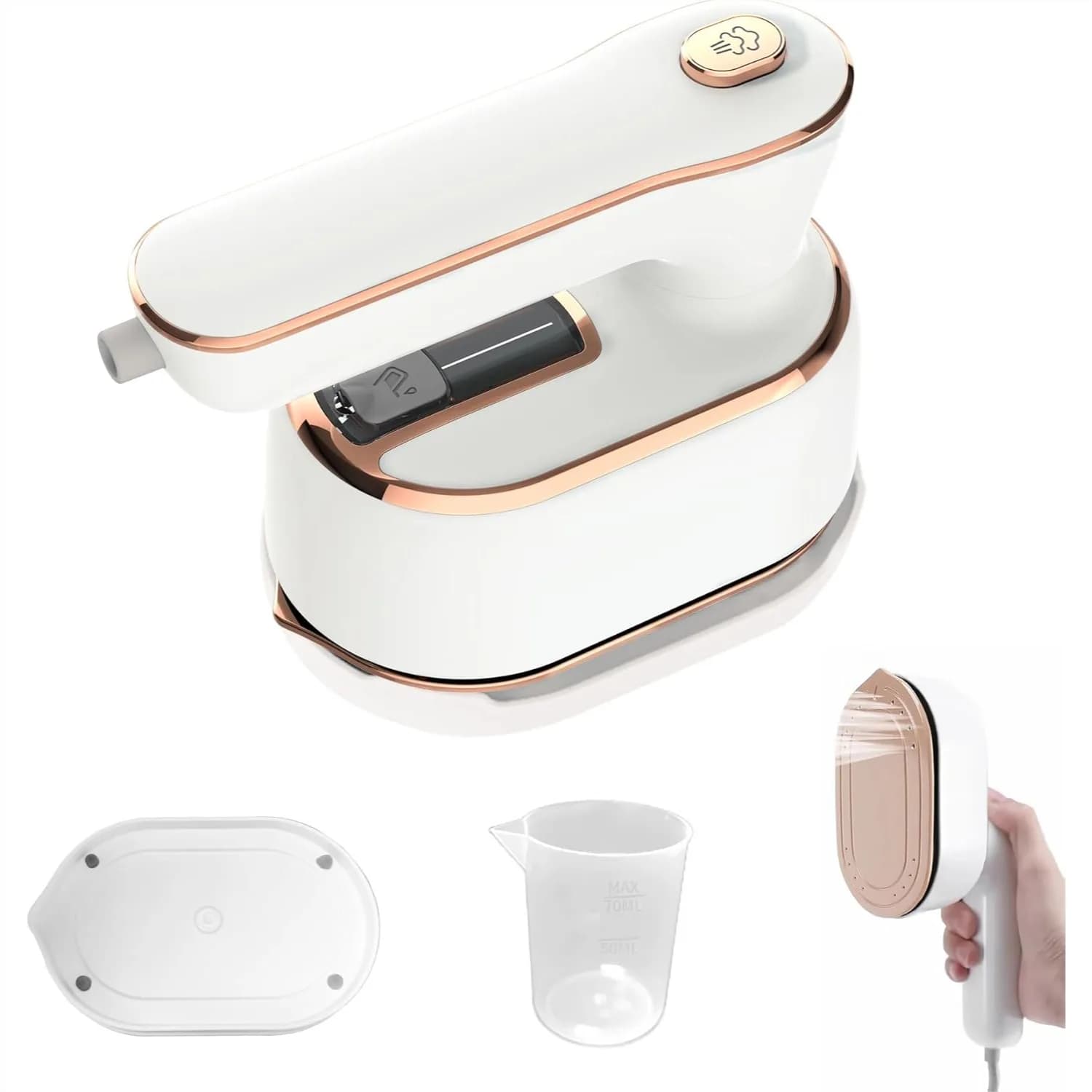 Vaporizzatore Portatile per Vestiti, 2-in-1 Stiratura e Vaporizzazione, 180 ° Mini Vaporizzatore da Viaggio Multidirezionale Girevole per Dormitorio