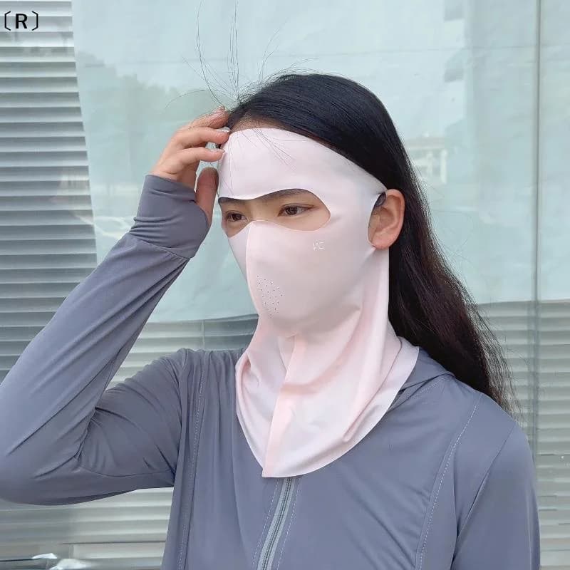〔R〕Women Summer UV Protection Neck Scarf Ice Silk Face Mask Cover Outdoor Sports Cycling Sunscreen Dustproof